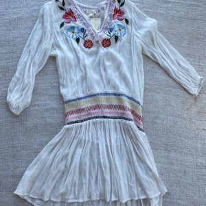 Shoshanna Isla Floral Embroidered Smocked Dress